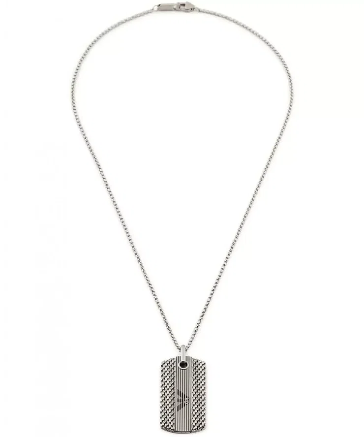 Emporio Armani Men's Silver Dog Tag Pendant Necklace