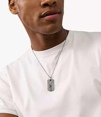 Emporio Armani Men's Silver Dog Tag Pendant Necklace