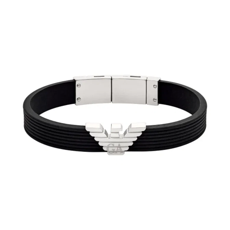Emporio Armani Men’s Black Bracelet with Eagle Logo