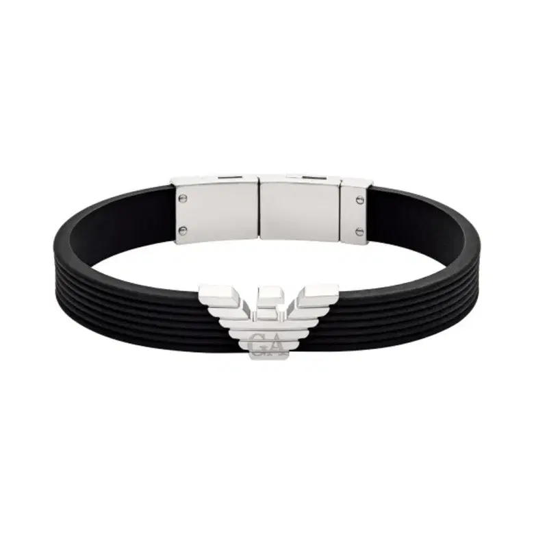 Emporio Armani Men’s Black Bracelet with Eagle Logo