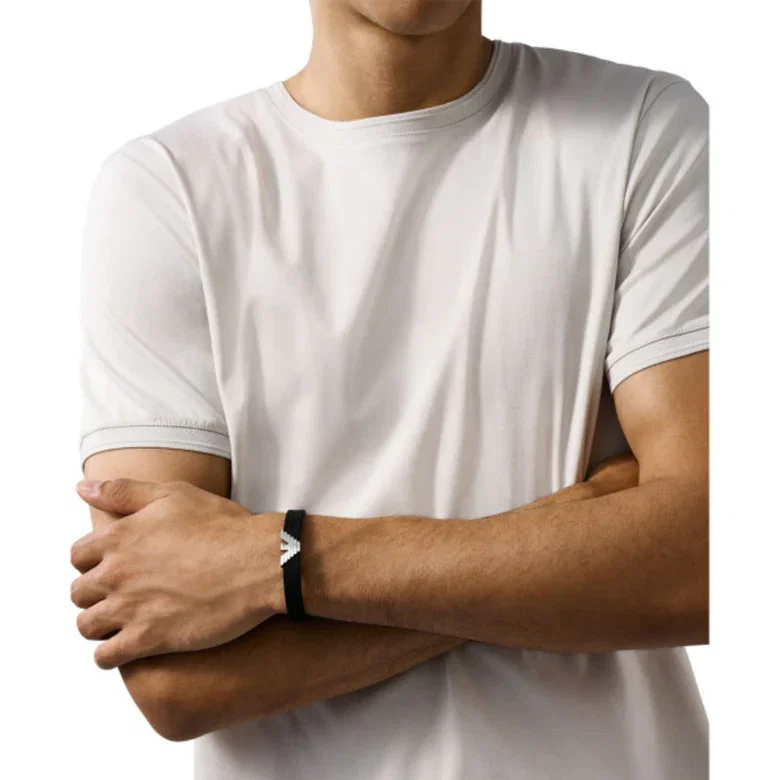 Emporio Armani Men’s Black Bracelet with Eagle Logo