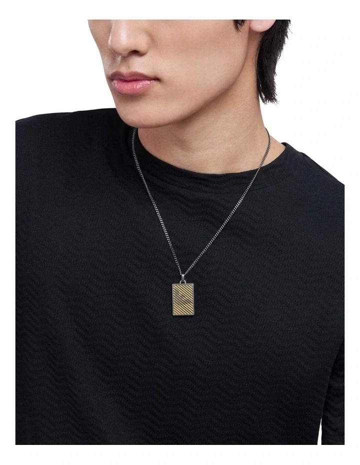 Emporio Armani Two Tone Stainless Steel Necklace for Men
