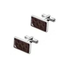 Emporio Armani Silver and Brown Rectangular Cufflinks