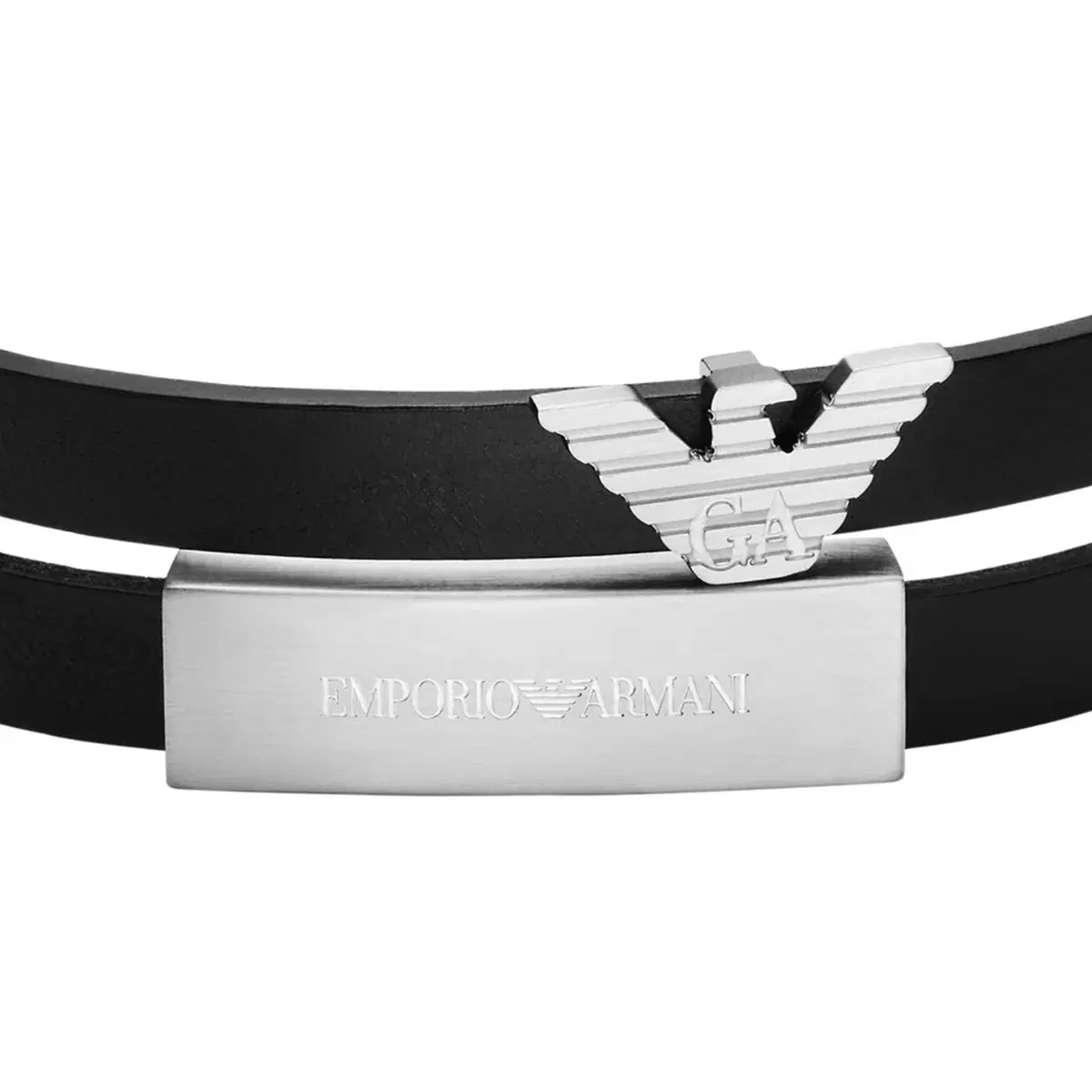 Emporio Armani Black Leather Bracelet for Men