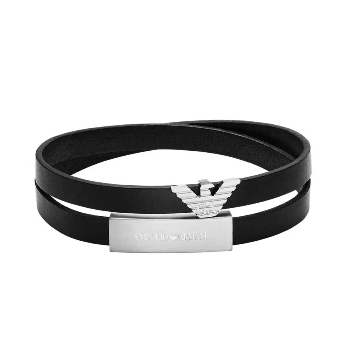 Emporio Armani Black Leather Bracelet for Men
