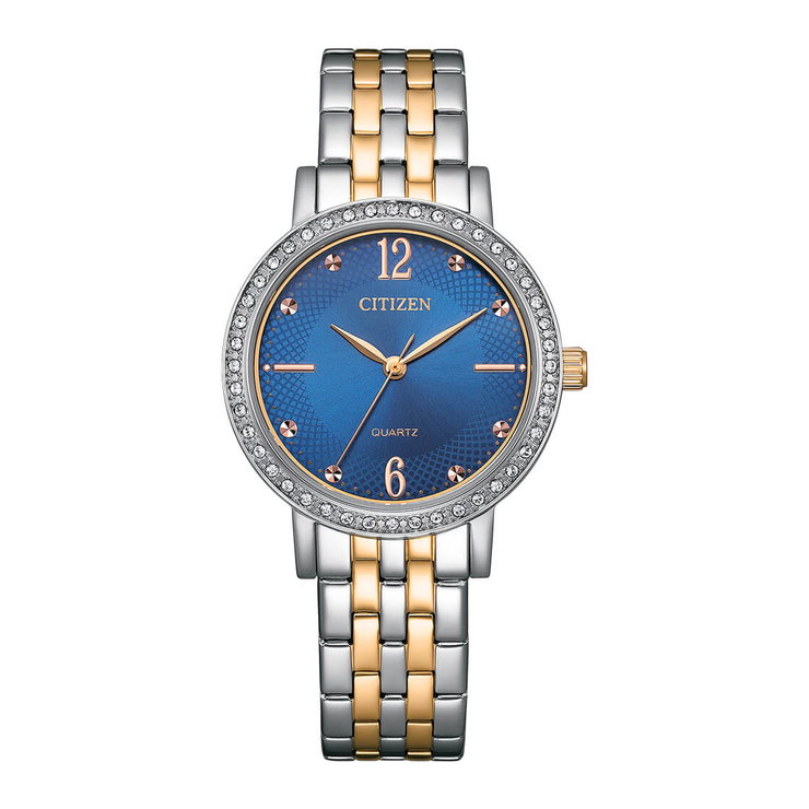 Citizen Women's Quartz Watch – Blue Dial, Two-Tone