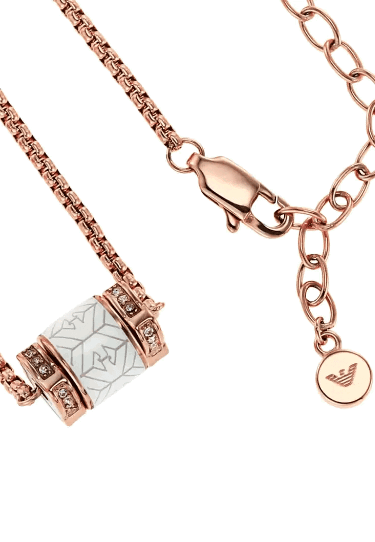 Emporio Armani Rose Gold-Tone Stainless Steel Pendant Necklace