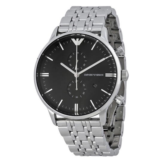 Emporio Armani Men Chronograph Watch Black Dial 
