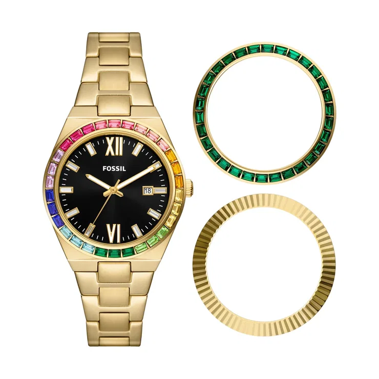 Fossil Scarlette Ladies Watch Gold & Interchangeable Bezels