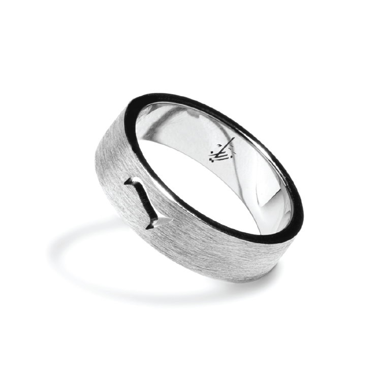 Zyan Thin Design Size 8.5 Light Black Silver Band Ring