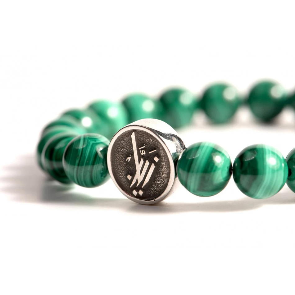 Zyan Malachite Stone Bracelet with Silver Accents