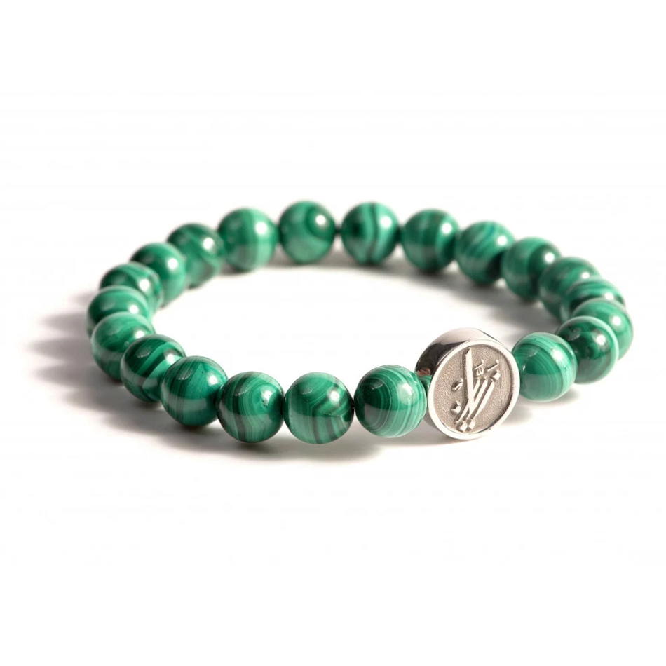 Zyan Malachite Stone Bracelet with Silver Accents
