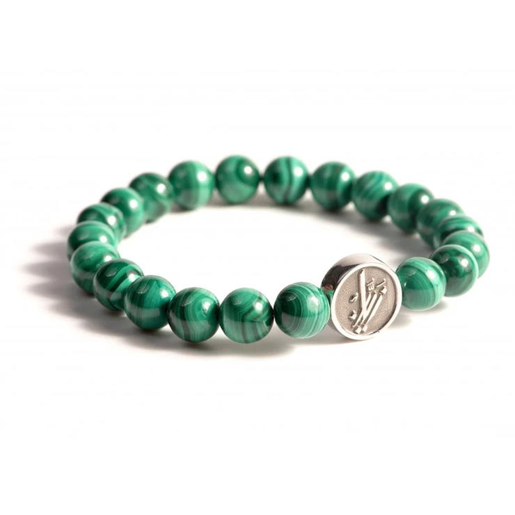 Zyan Malachite Stone Bracelet with Silver Accents