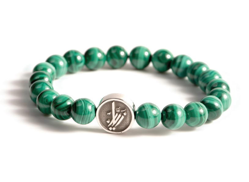 Zyan Malachite Stone Bracelet with Silver Accents