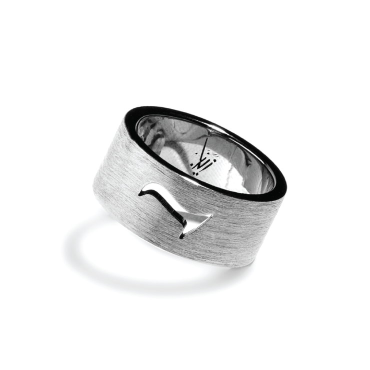 Zyan Wide Design Size 10.5 Light Black Silver Band Ring