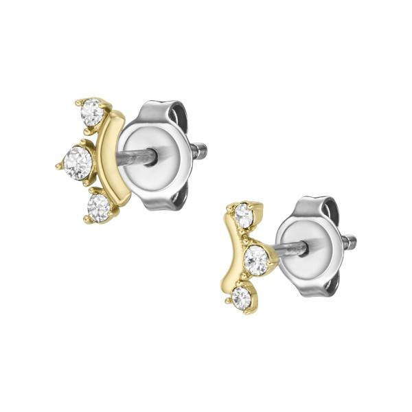 Fossil earring for women steel gold with crystal 