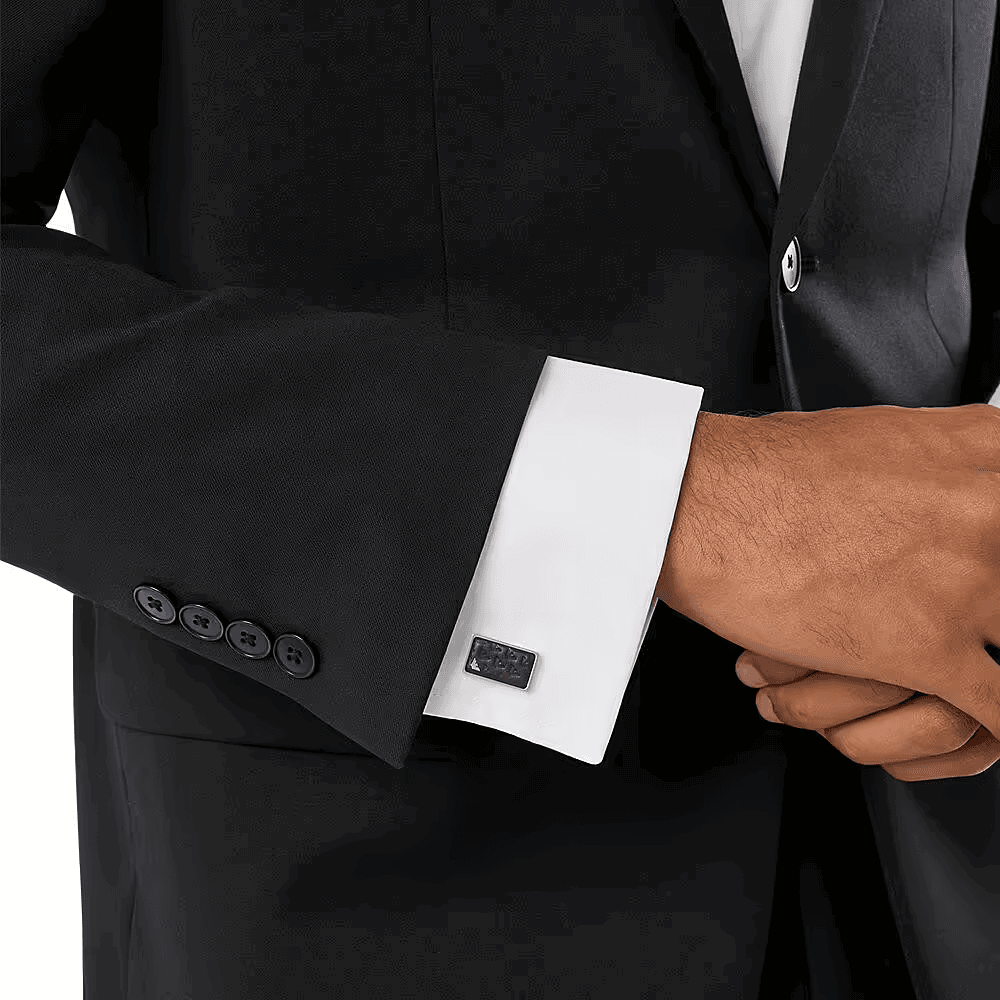 Emporio Armani Silver and Brown Rectangular Cufflinks