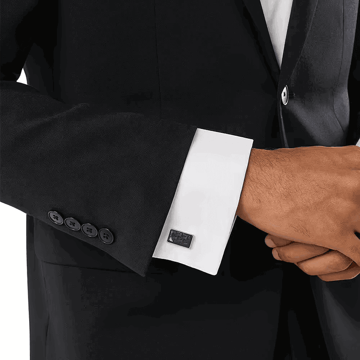 Emporio Armani Silver and Brown Rectangular Cufflinks