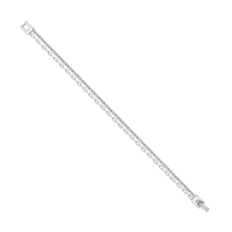 Guy Laroche Luxury Bracelet – Silver Steel with Crystals