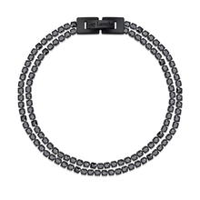 Guy Laroche Luxury Bracelet – Black Steel & Double Black Crystals