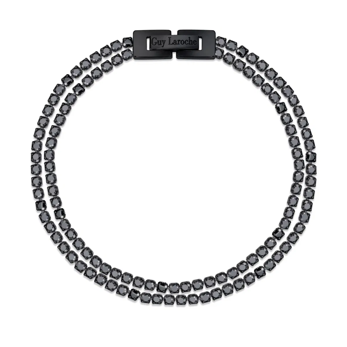 Guy Laroche Luxury Bracelet – Black Steel & Double Black Crystals