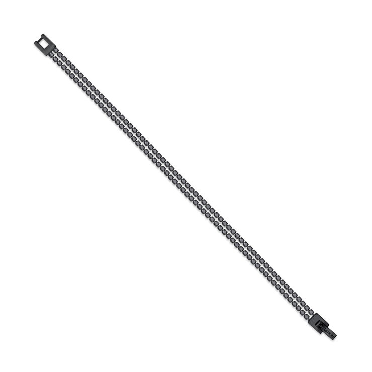 Guy Laroche Luxury Bracelet – Black Steel & Double Black Crystals