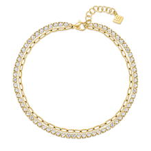 Guy Laroche Luxury Bracelet – Gold Steel with Double Crystal