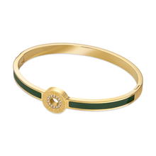 Guy Laroche Elegant Gold and Green Enamel Bangle Bracelet 