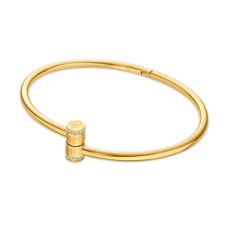 Guy Laroche Elegant Gold Open Bangle Bracelet with Crystal