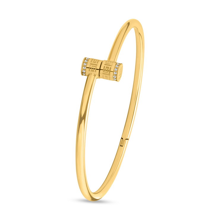 Guy Laroche Elegant Gold Open Bangle Bracelet with Crystal