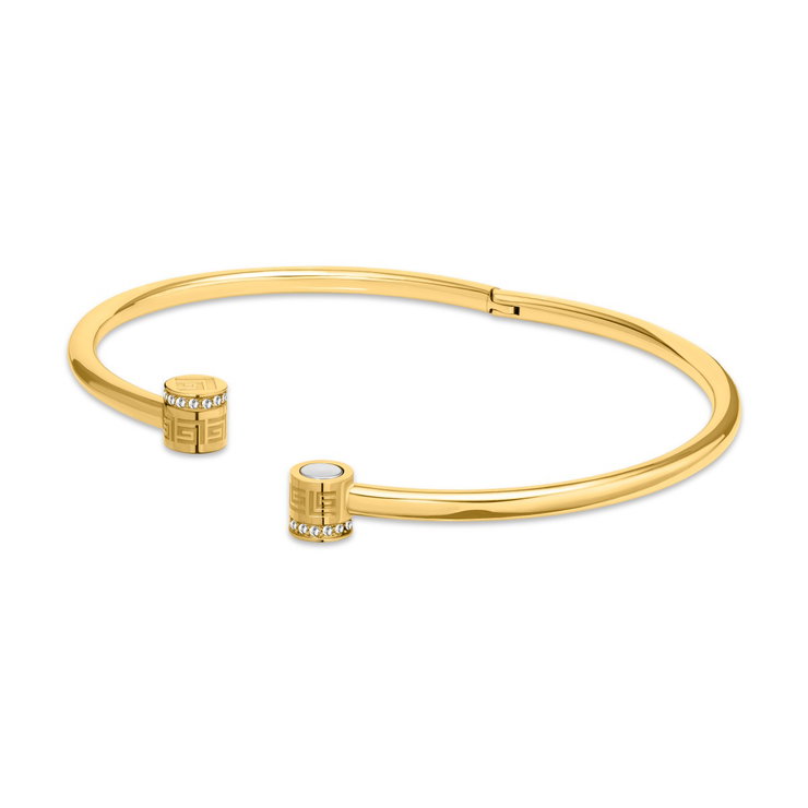 Guy Laroche Elegant Gold Open Bangle Bracelet with Crystal