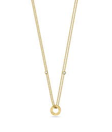 Guy Laroche Gold Double-Layer Necklace & Circular Pendant 