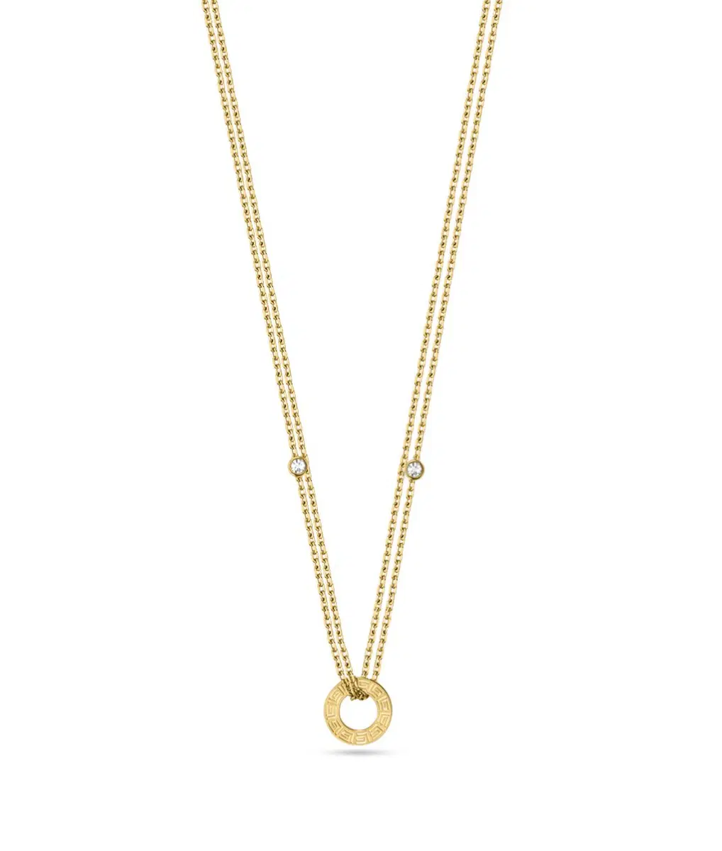 Guy Laroche Gold Double-Layer Necklace & Circular Pendant