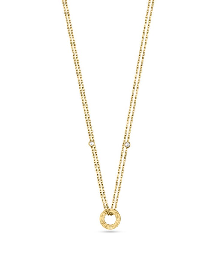 Guy Laroche Gold Double-Layer Necklace & Circular Pendant