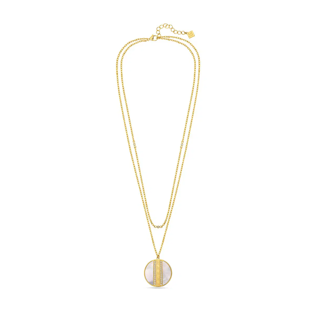 Guy Laroche Gold Plated Double Layer Necklace with MOP