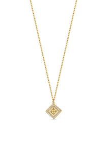 Guy Laroche Elegant Gold Square Pendant Necklace with Crystals