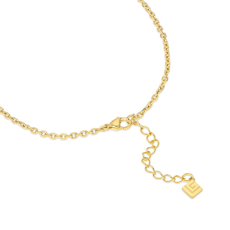 Guy Laroche Elegant Gold Square Pendant Necklace with Crystals