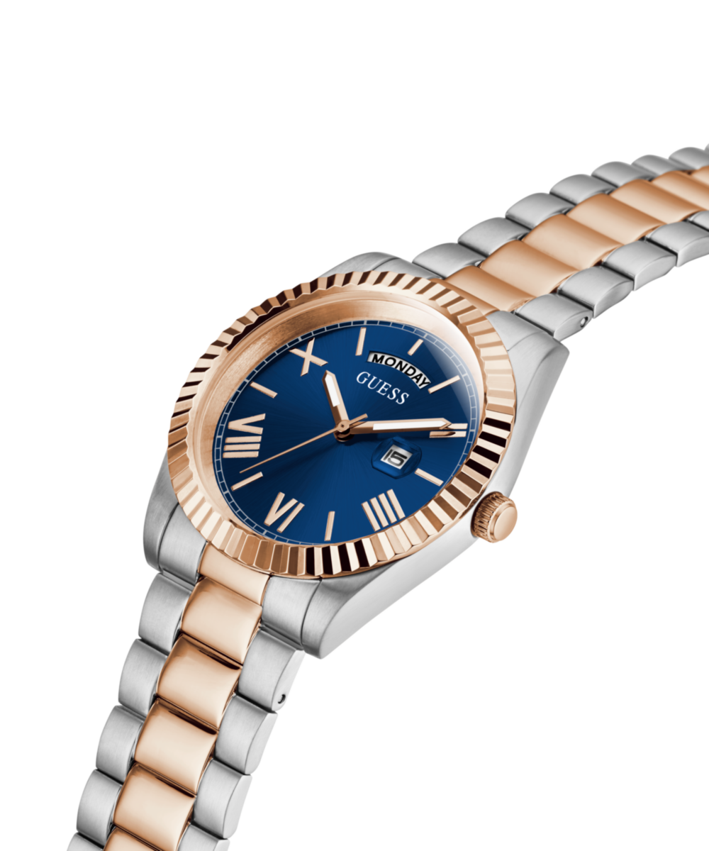 Guess Men's Two Tone Blue Dial Analog Watch