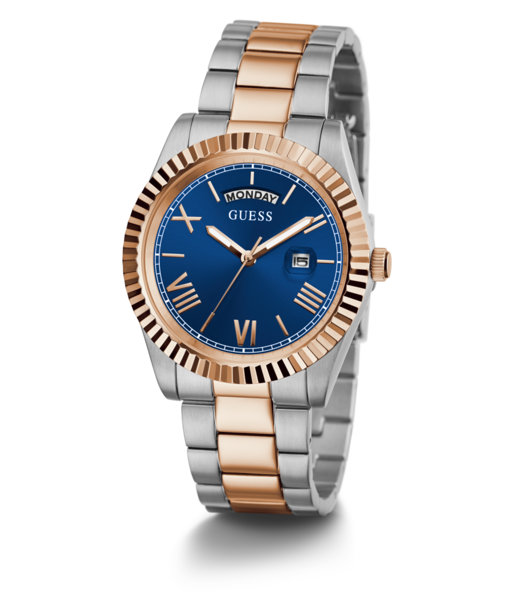Guess Men's Two Tone Blue Dial Analog Watch