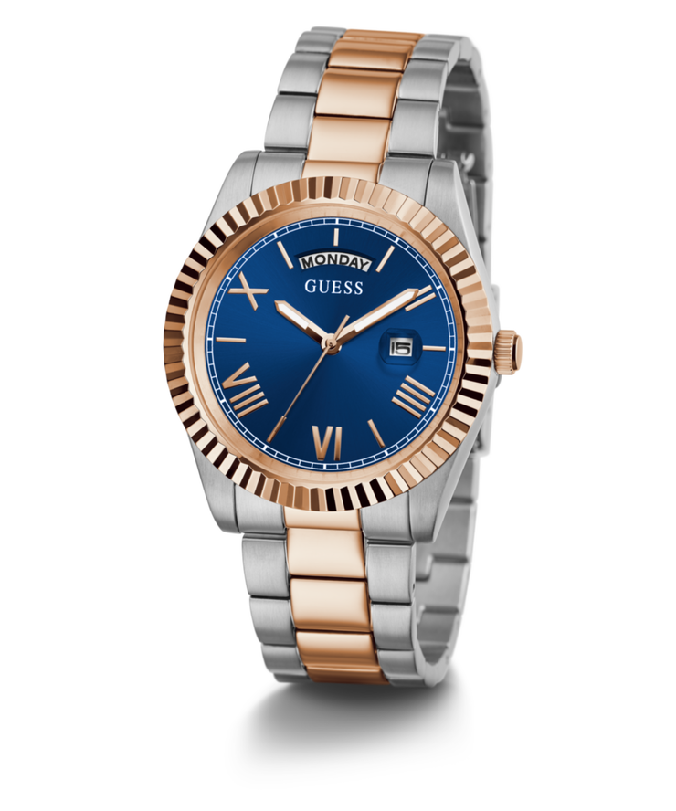 Guess Men's Two Tone Blue Dial Analog Watch