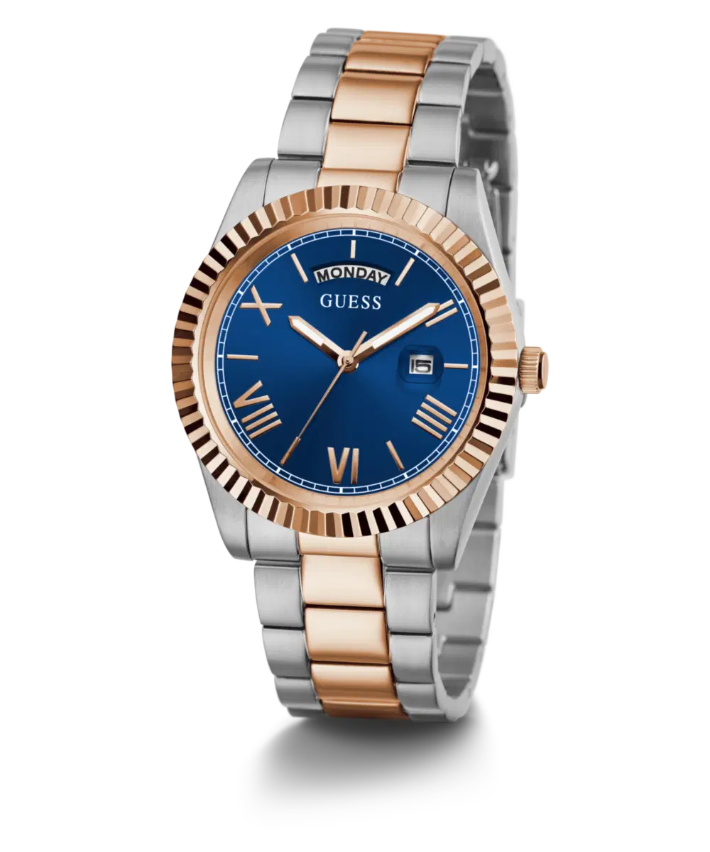 Guess Men's Two Tone Blue Dial Analog Watch