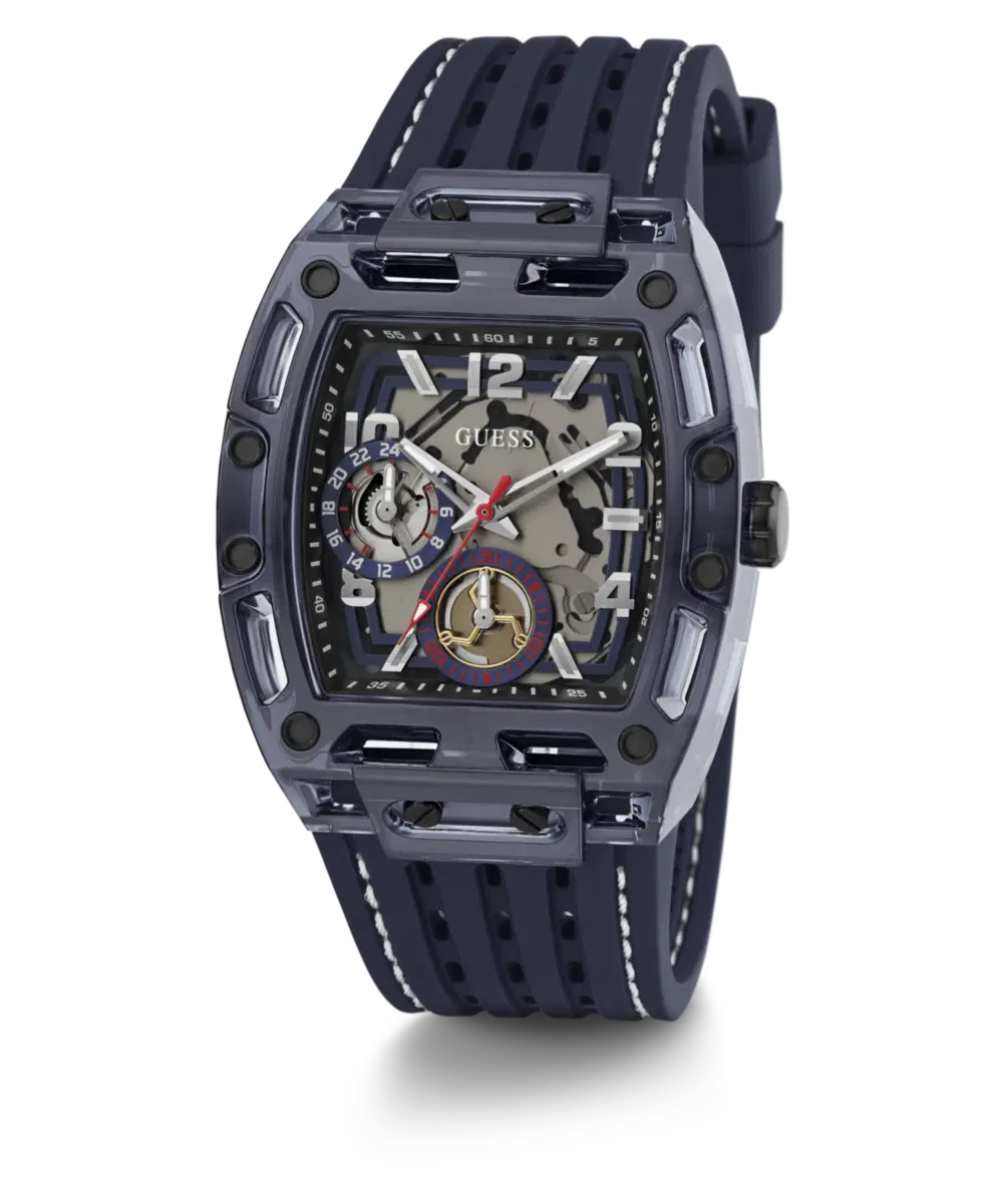 Guess Men's Blue Silicone Strap Automatic Watch