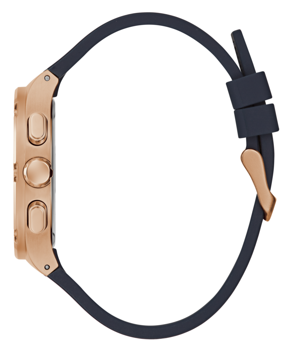 Guess Men's Multi Function Rose Gold and Blue Silicone Watch
