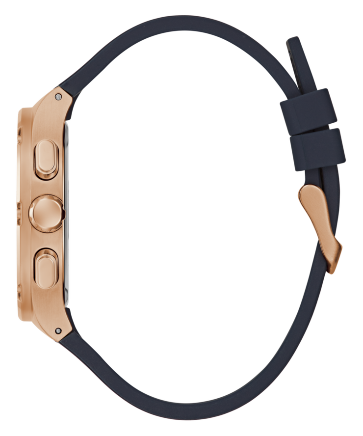 Guess Men's Multi Function Rose Gold and Blue Silicone Watch