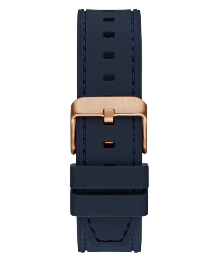 Guess Men's Multi Function Rose Gold and Blue Silicone Watch