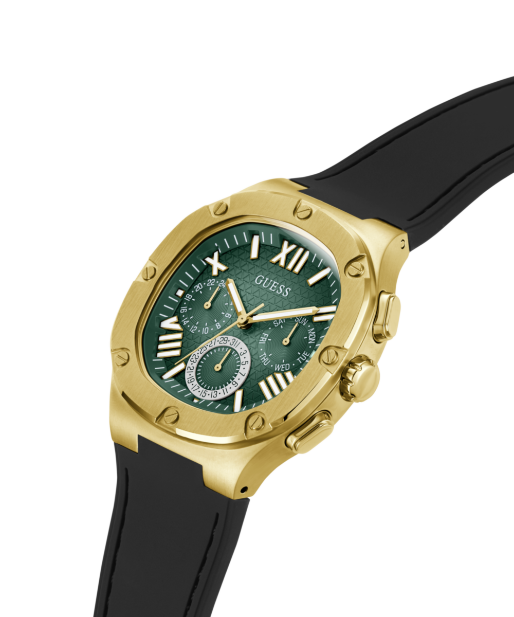 Guess Men's Gold Tone Multi Function Watch with Green Dial