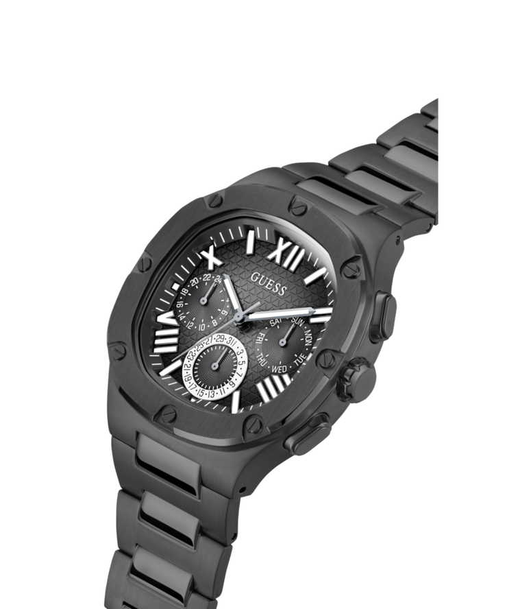 Guess Men's Gunmetal Stainless Steel Multi Function Watch