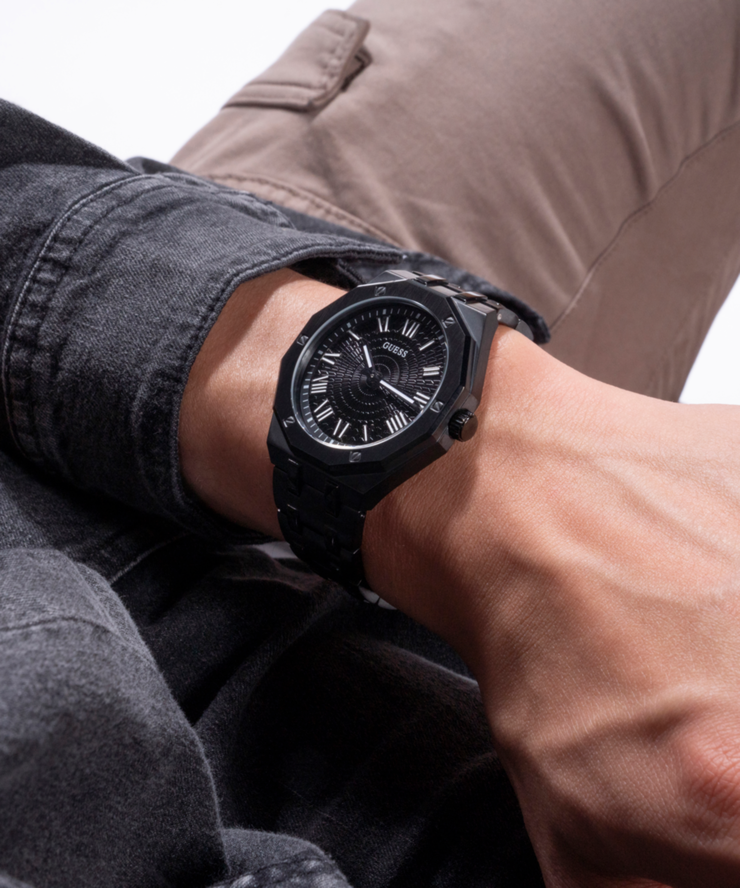 Guess Men's Black Stainless Steel Analog Watch