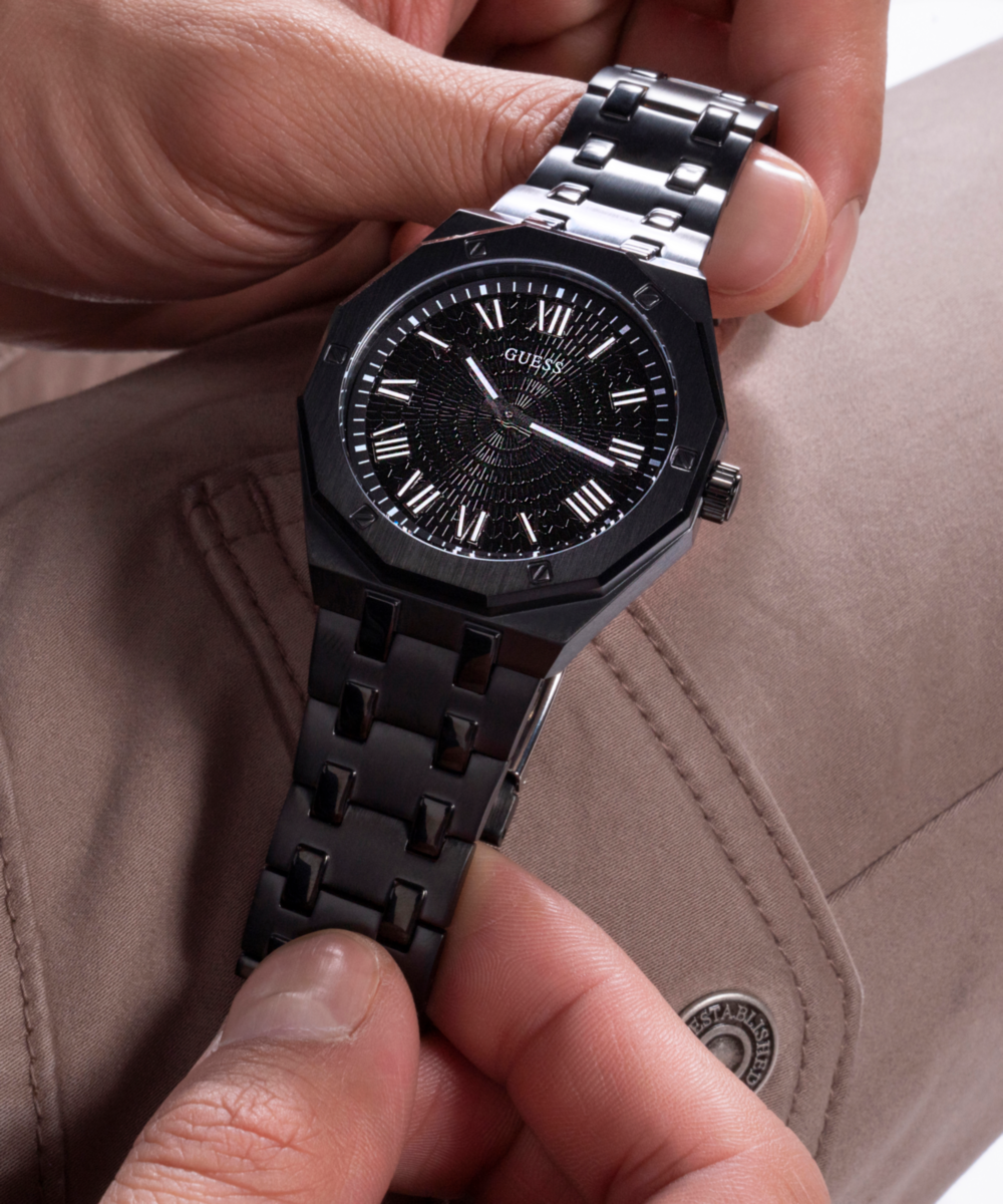 Guess Men's Black Stainless Steel Analog Watch