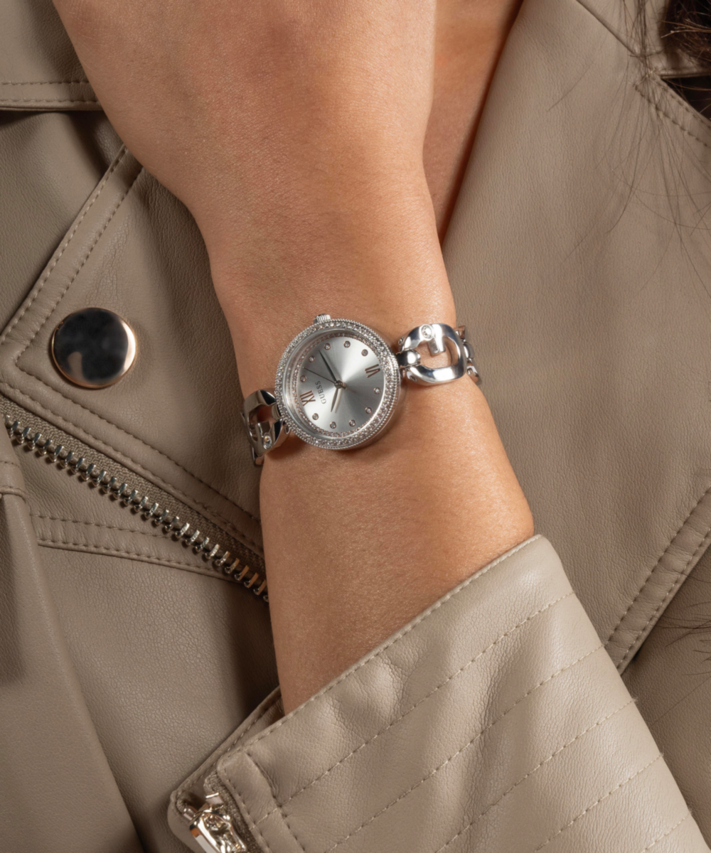 Guess Women's Silver Watch Gift Set with Bezel Rings